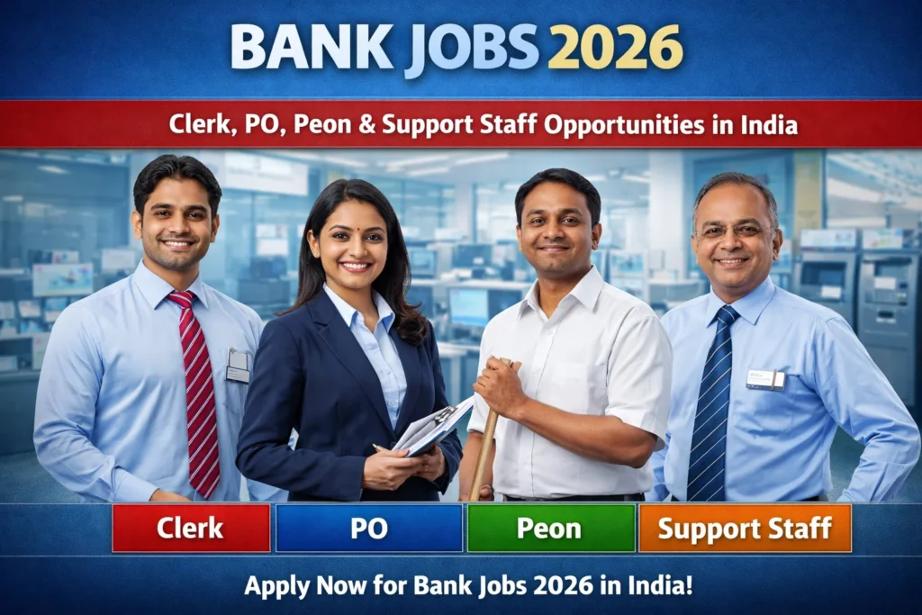 Bank Jobs 2026: Guide to Clerk, Peon and Support Staff Opportunities in India Bank Jobs 2026: Guide to Clerk, Peon and Support Staff Opportunities in India